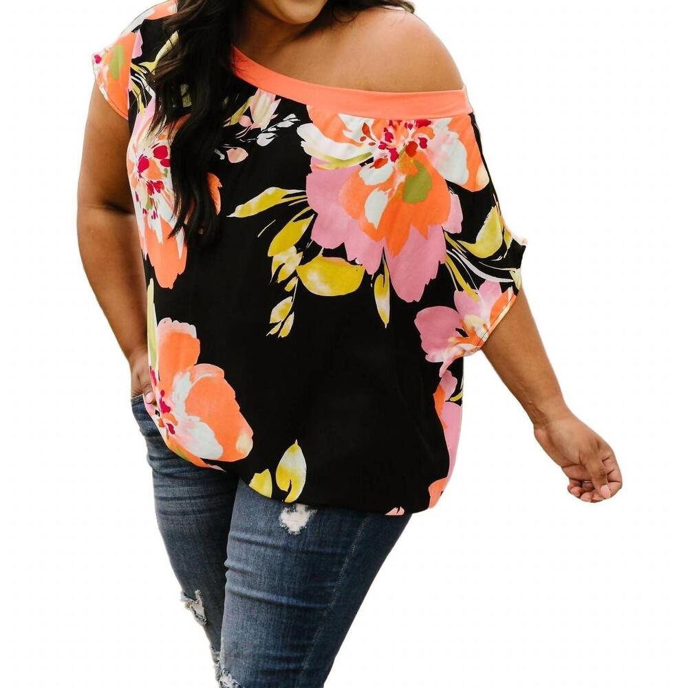 NEW E. LUNA grand design floral top in multi